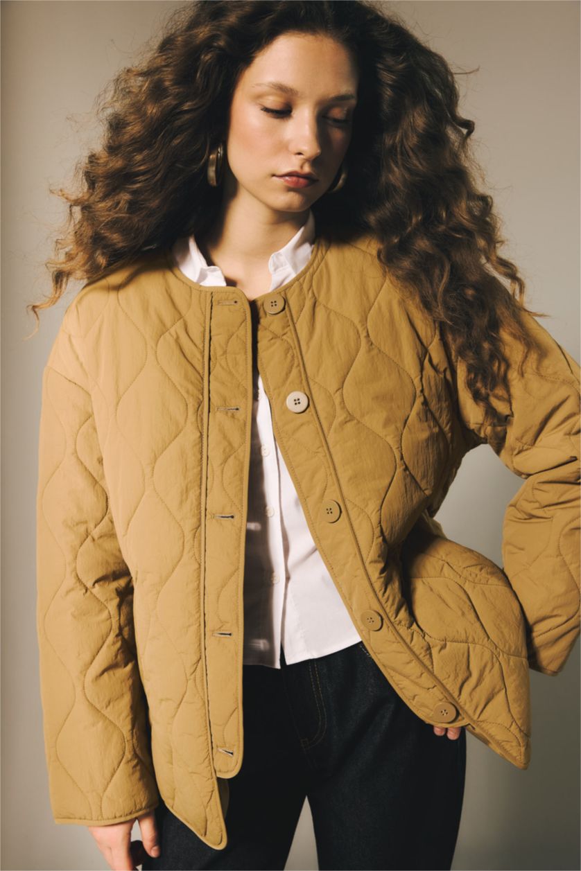 Woman Light Khaki جاكيت قصة عادية مقاوم للماء