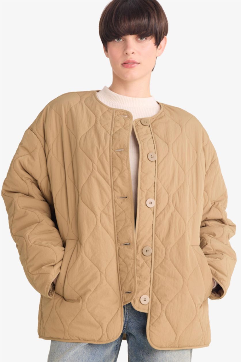 Woman Light Khaki جاكيت قصة عادية مقاوم للماء