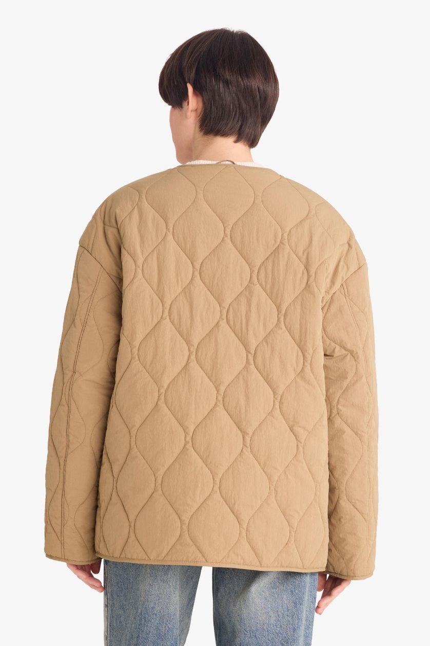 Kadın Açık Haki Su Geçirmez Regular Fıt Mont