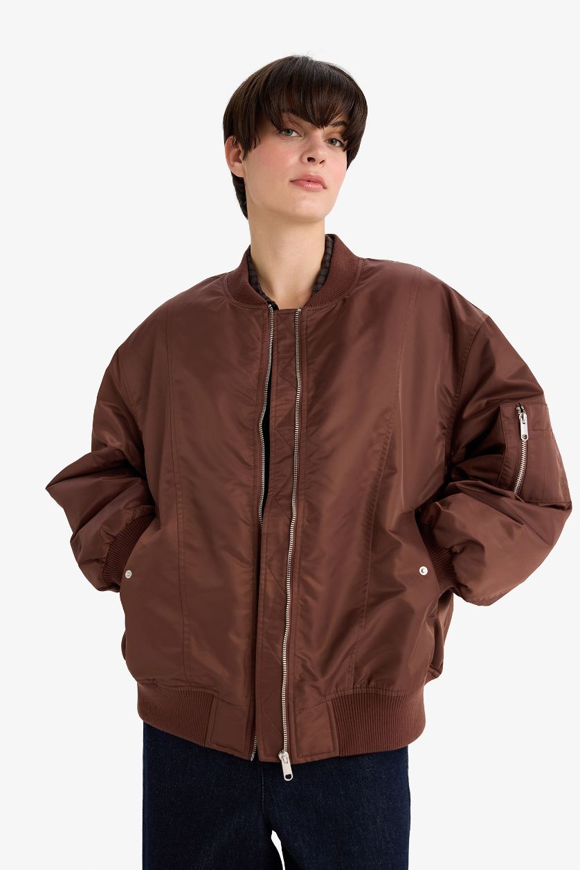 Kadın Kahve Su Geçirmez Bomber Mont