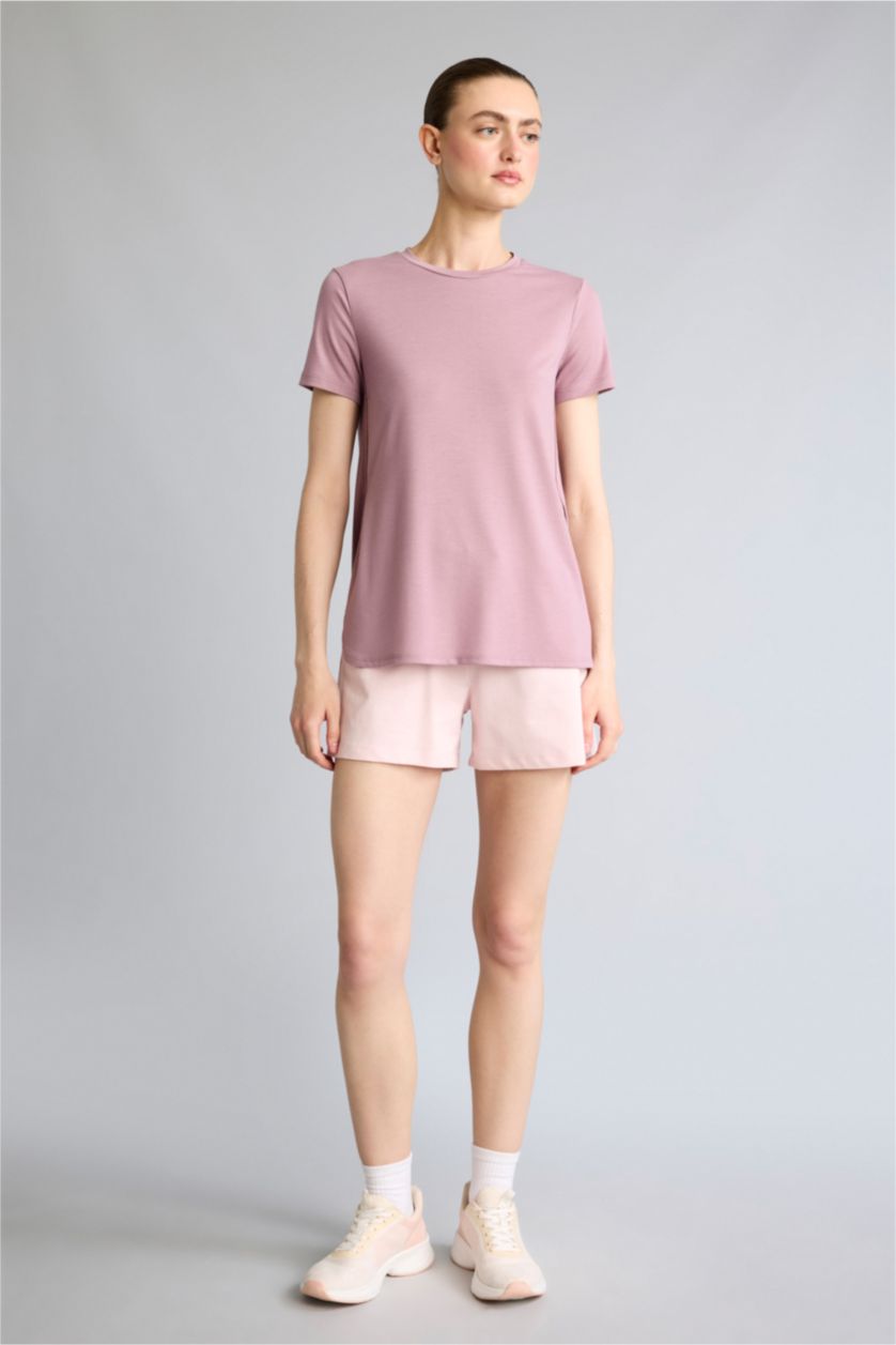WOMAN Rose Long Fit Crew Neck Sports T-Shirt