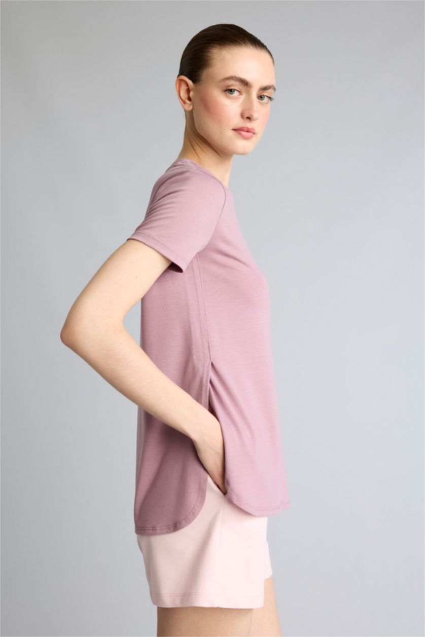 WOMAN Rose Long Fit Crew Neck Sports T-Shirt