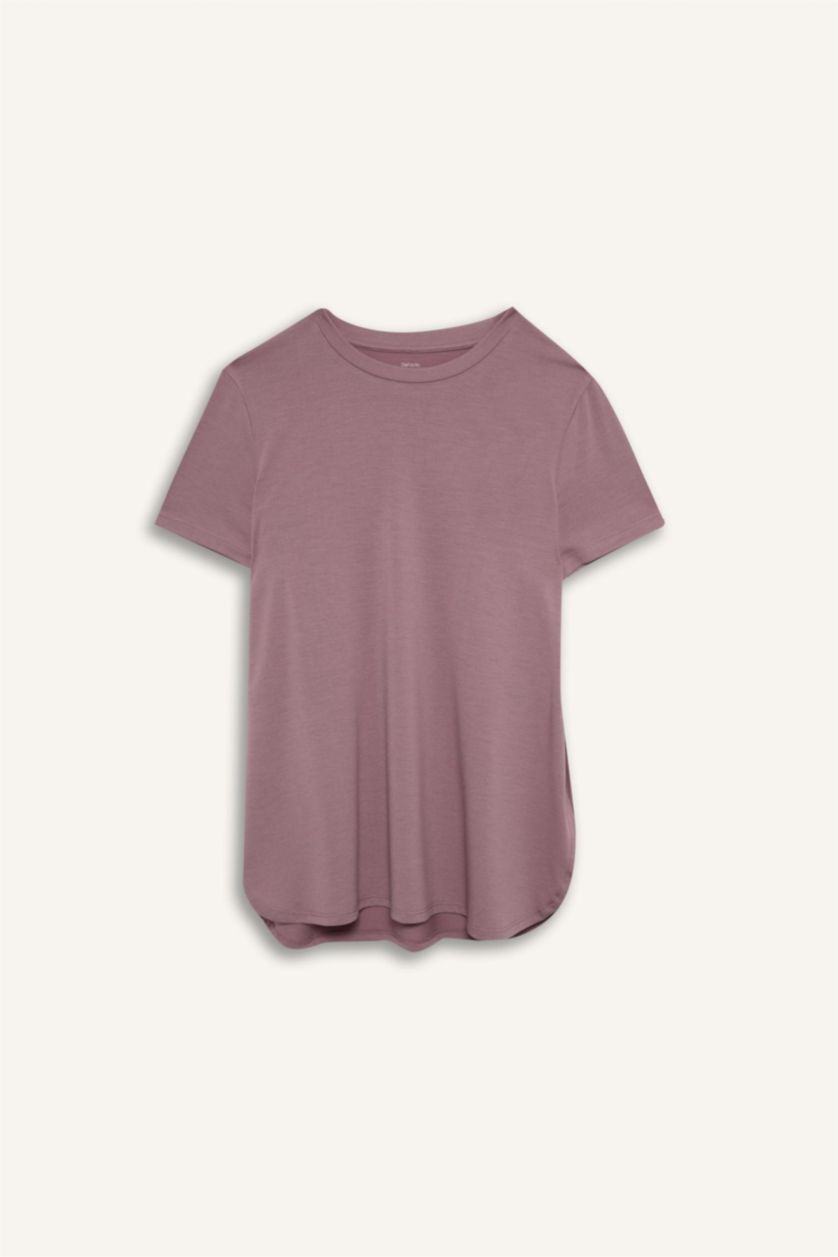 WOMAN Rose Long Fit Crew Neck Sports T-Shirt