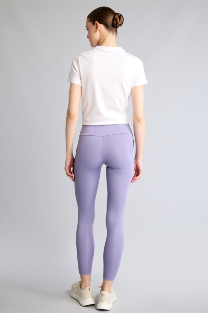 Woman Purple Ankle Length Leggings