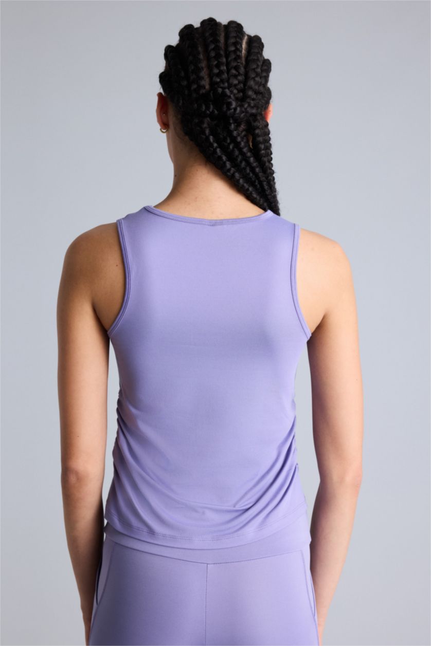 Kadın Mor Standart Fıt Bisiklet Yaka Sporcu Atlet