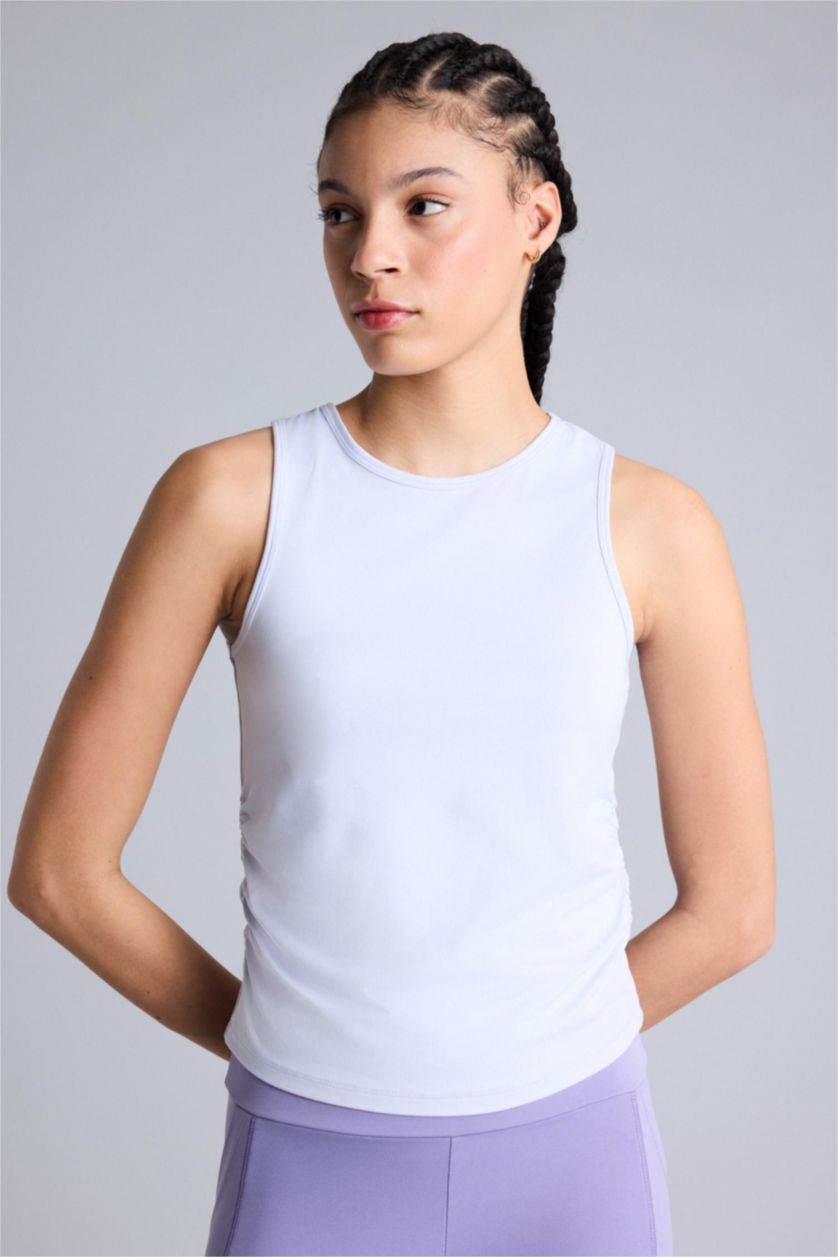 Women Light Lilac Standard Fit Crew Neck Sleeveless Tank Top