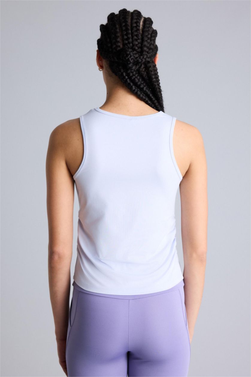 Women Light Lilac Standard Fit Crew Neck Sleeveless Tank Top