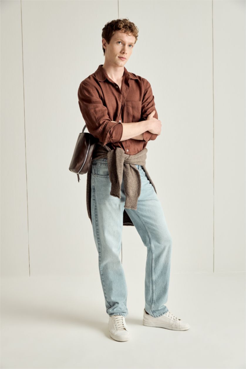MAN Cinnamon Linen Long Sleeve Shirt