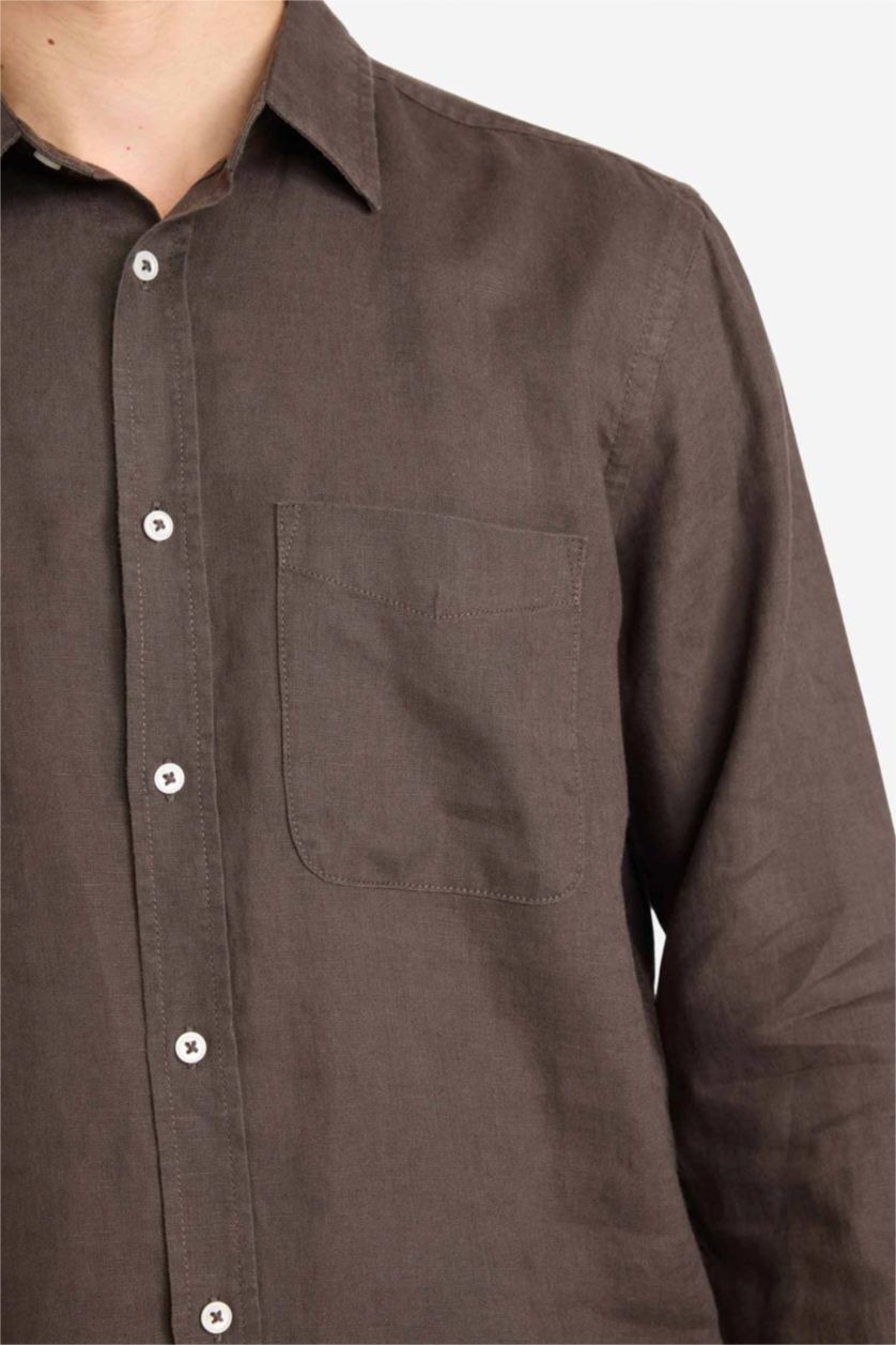 MAN Brown 100% Linen Shirt
