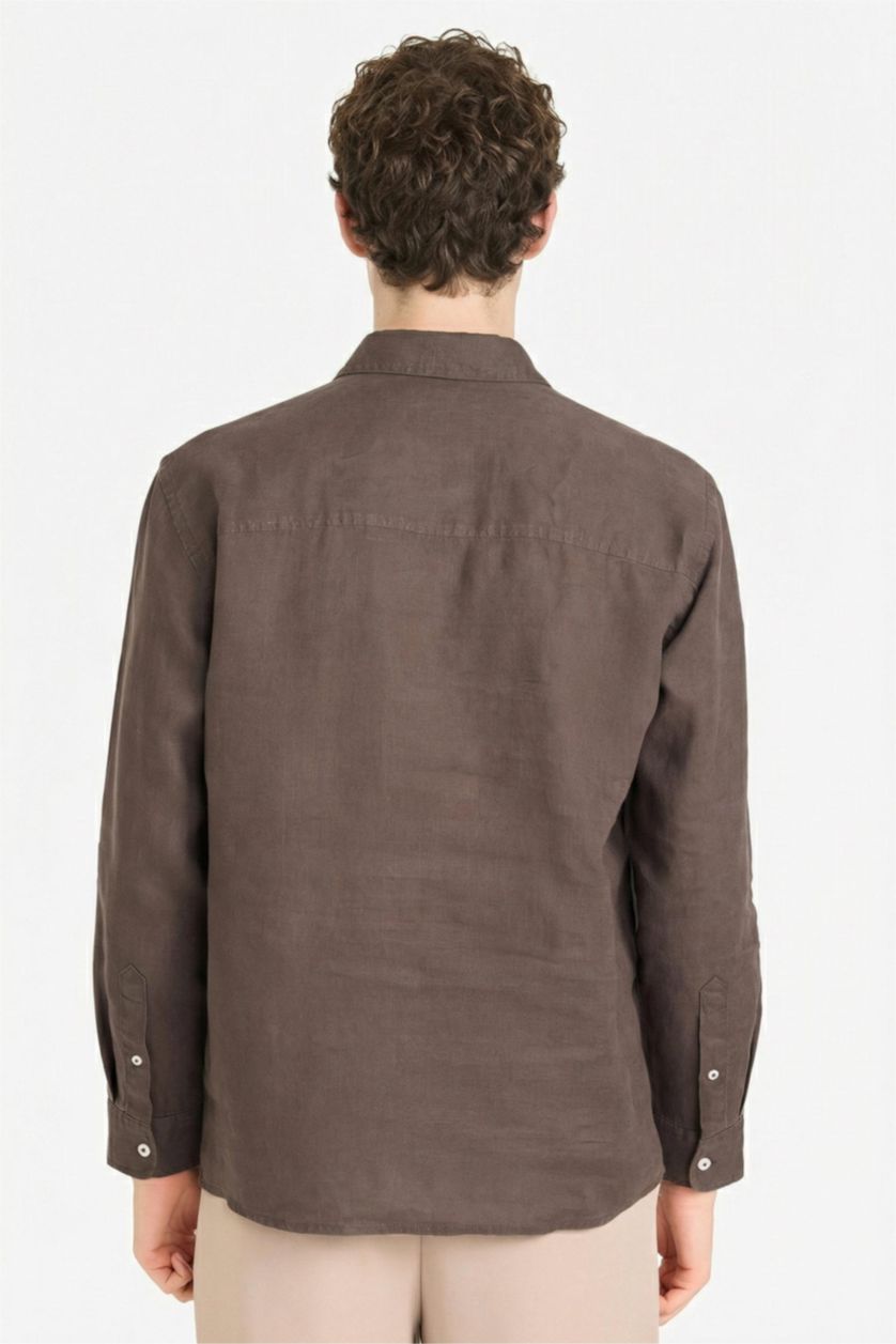 MAN Brown 100% Linen Shirt