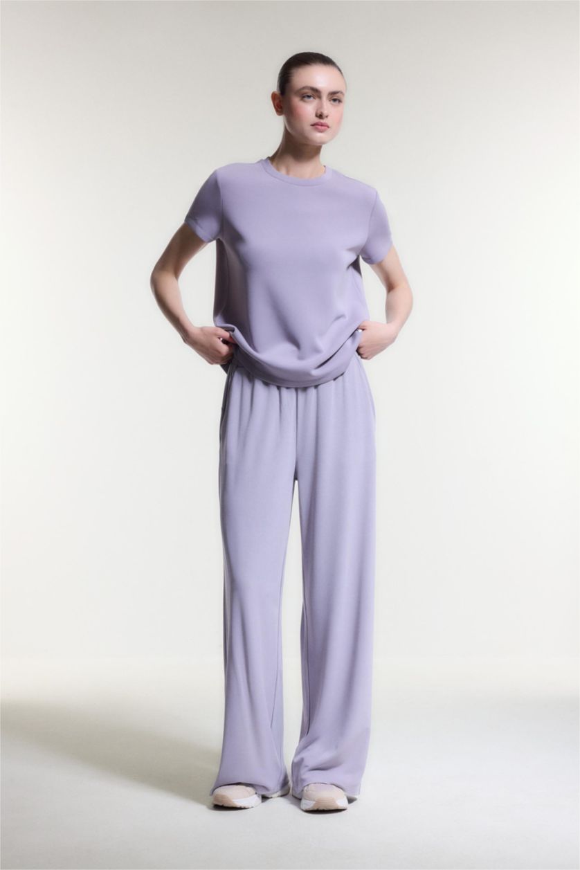 WOMAN LT.PLUM Standard Fit Crew Neck Modal Sports T-Shirt