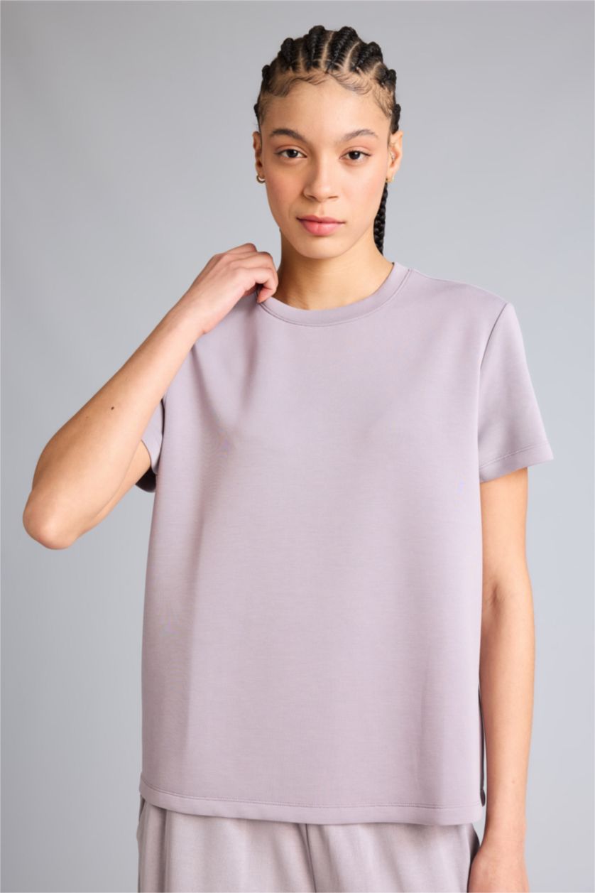 Женщины Бордовый Спортивная футболка Standard Fit из модала с круглым вырезом и коротким рукавом