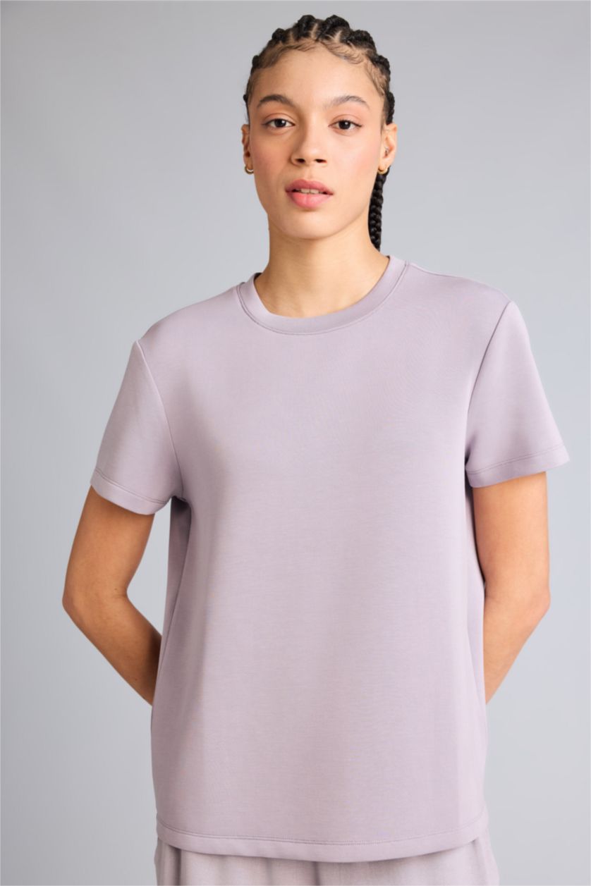 Женщины Бордовый Спортивная футболка Standard Fit из модала с круглым вырезом и коротким рукавом