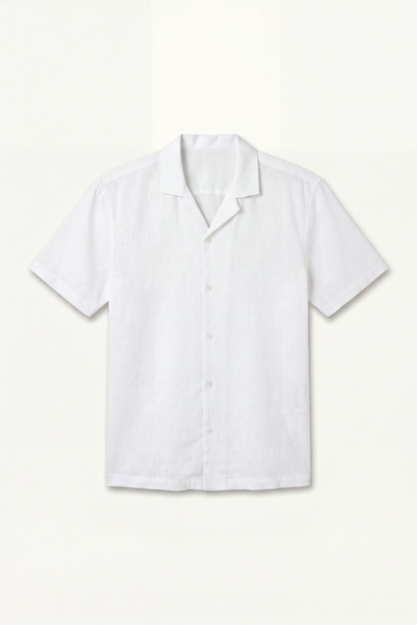 HOMME Blanc Chemise en coton à manches courtes Coupe régulière
