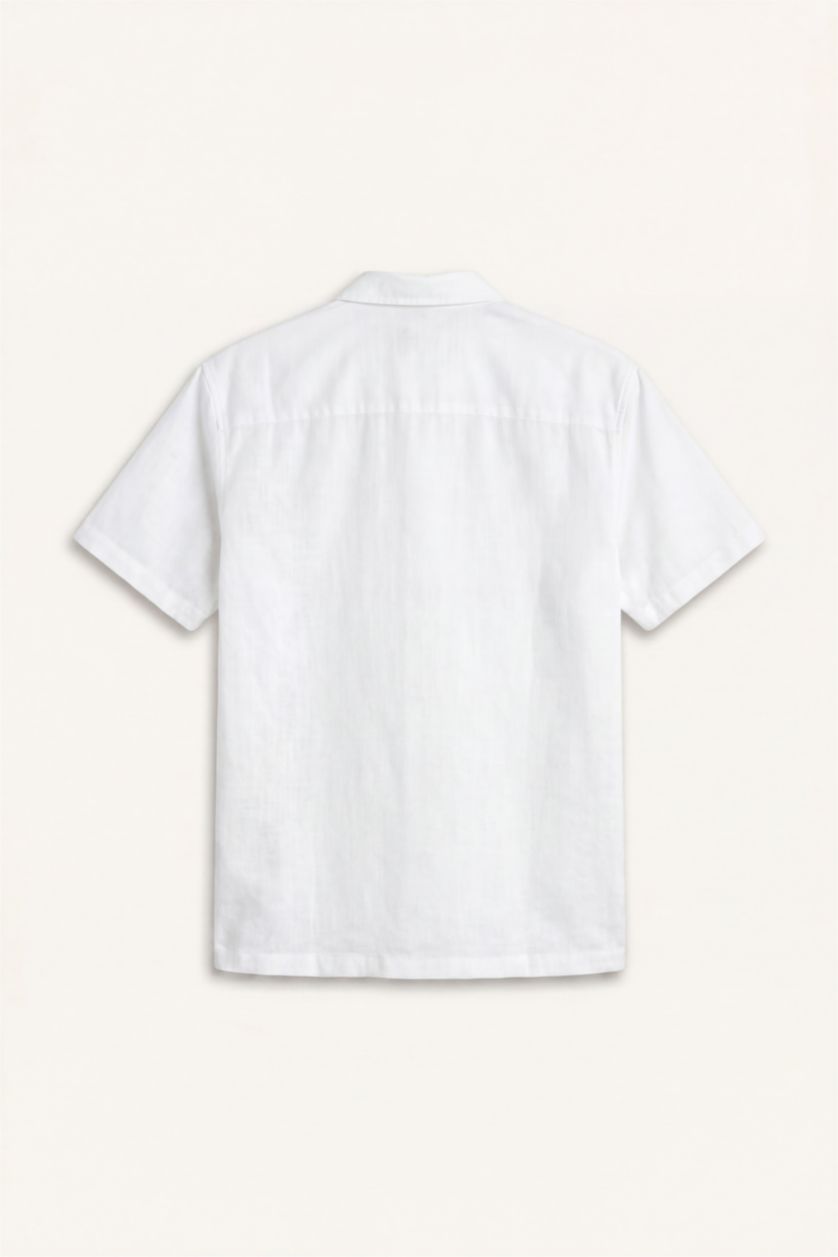 HOMME Blanc Chemise en coton à manches courtes Coupe régulière