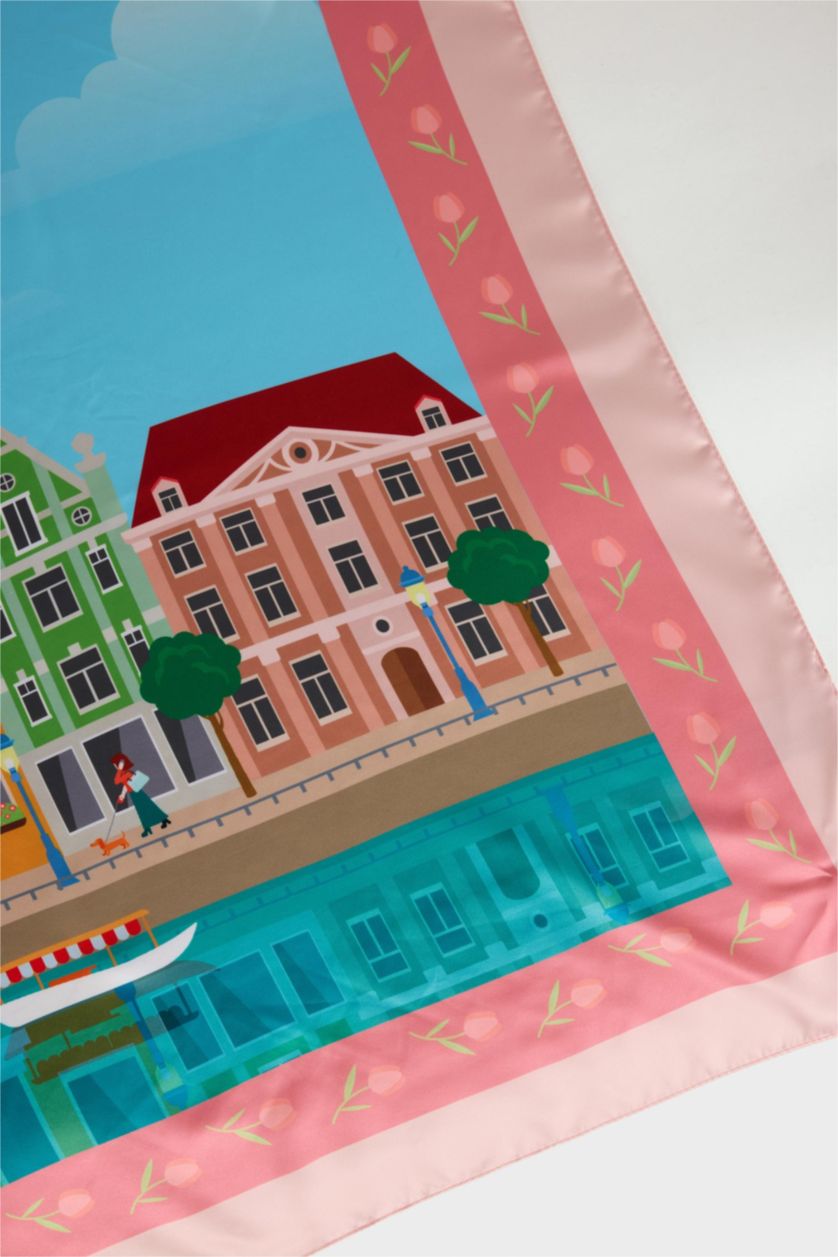 Kadın Pembe Kadın Amsterdam Temalı Fular