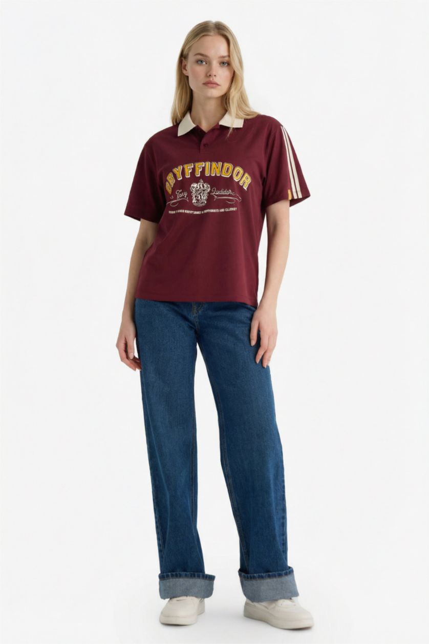 Woman Bordeaux Oversize Fit Harry Potter Short Sleeves T-shirt