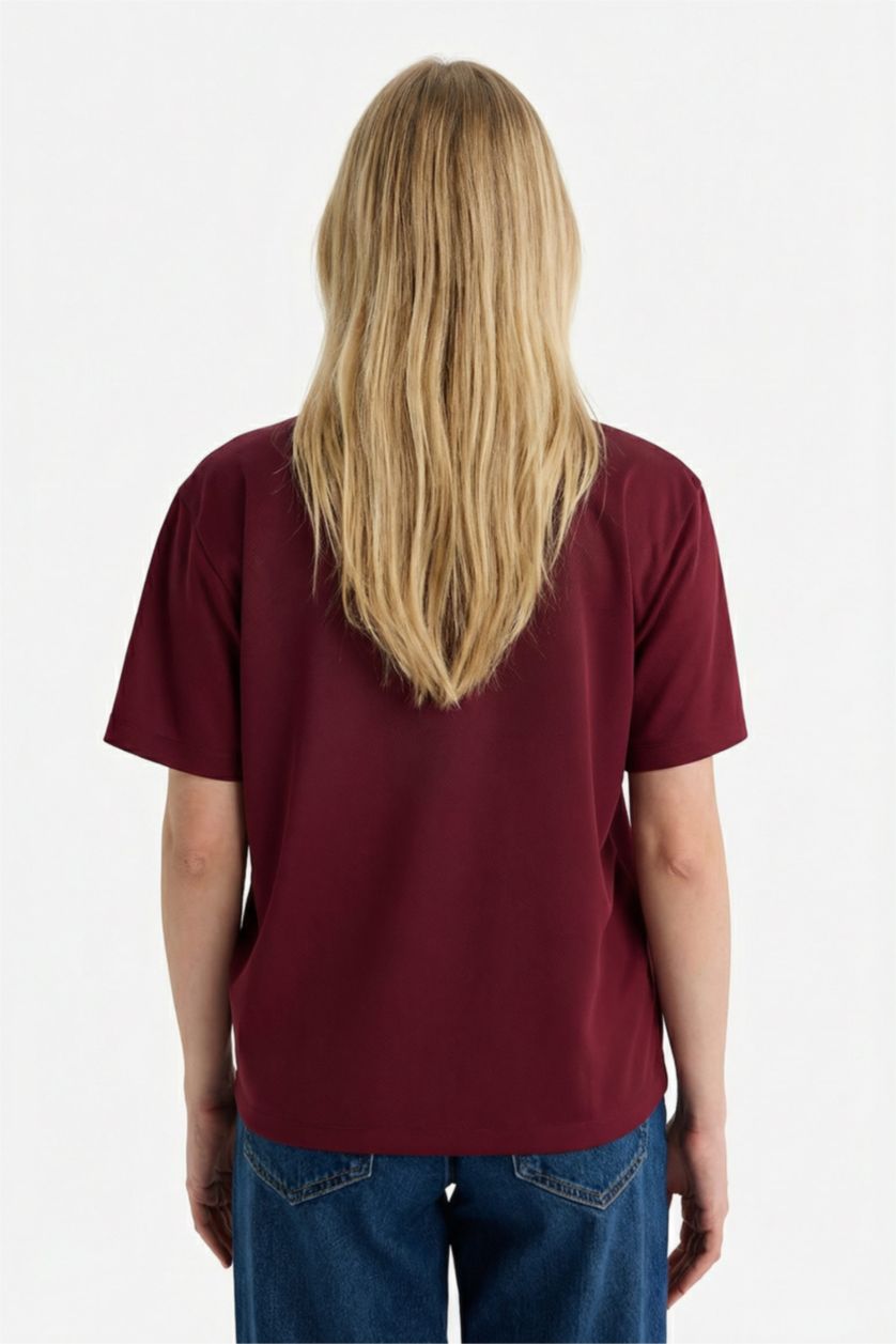 Woman Bordeaux Oversize Fit Harry Potter Short Sleeves T-shirt