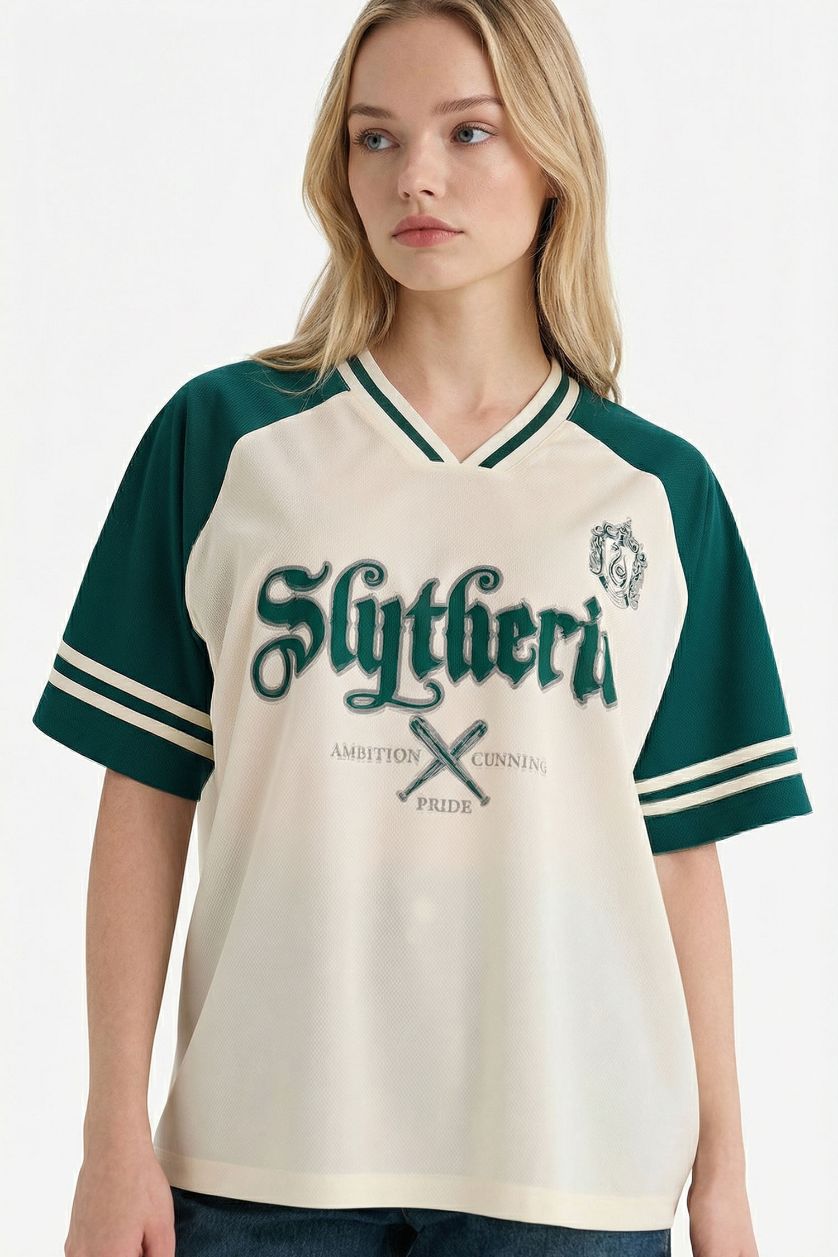 نساء اوف وايت تيشيرت نص ردن اوفر سايز من هاري بوتر