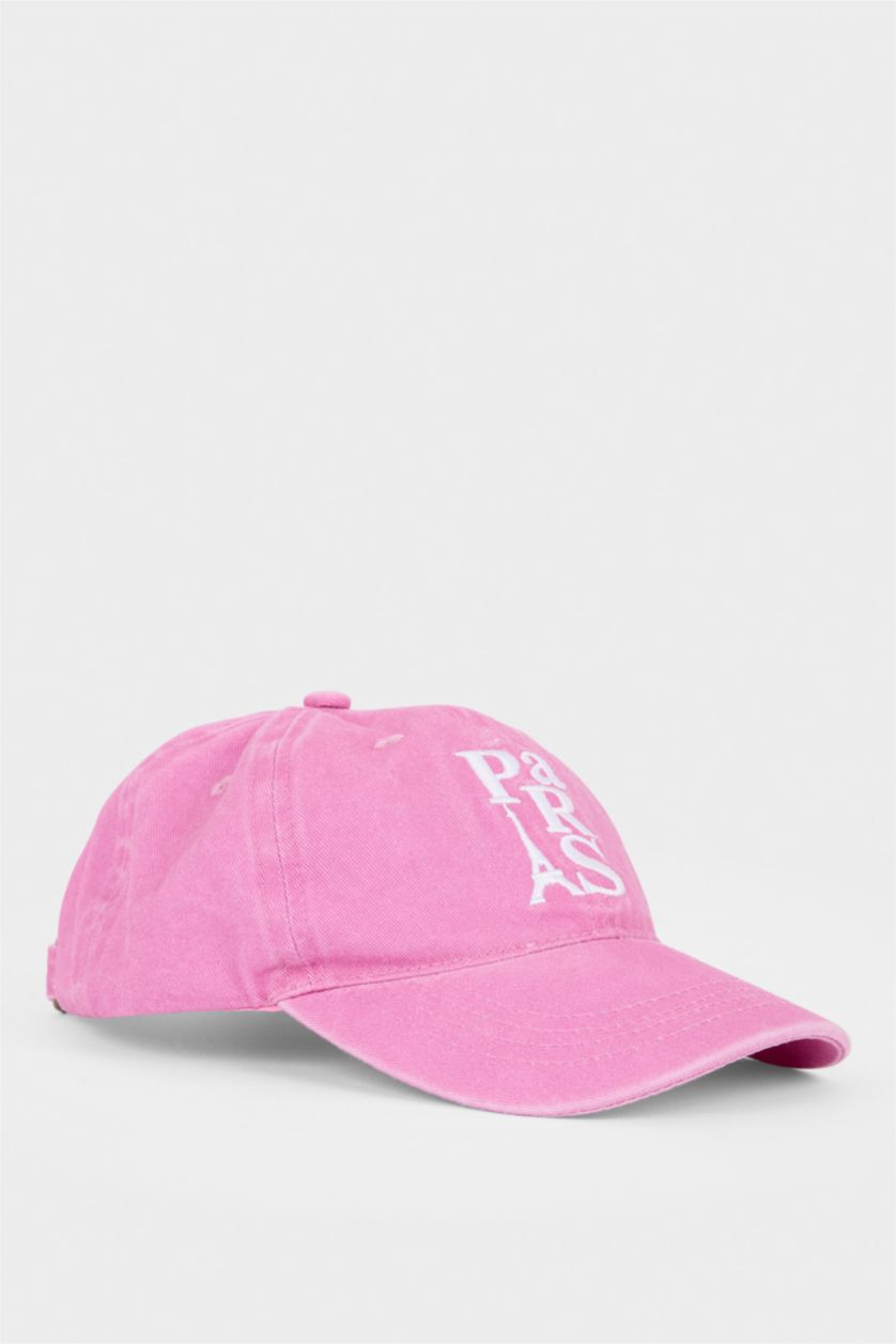 Kız Çocuk - Genç Kız Açık Pembe Nakışlı Pamuklu Cap Şapka Kız Çocuk