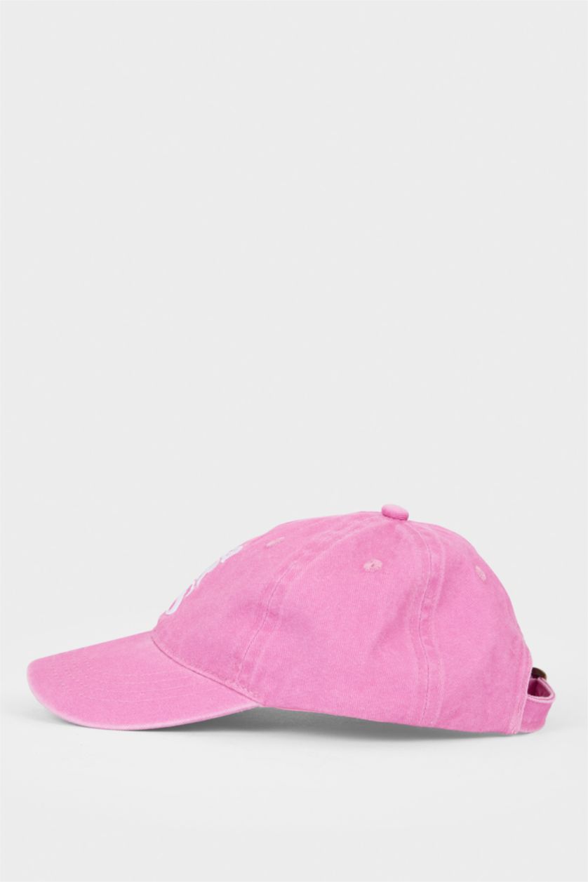 Kız Çocuk - Genç Kız Açık Pembe Nakışlı Pamuklu Cap Şapka Kız Çocuk