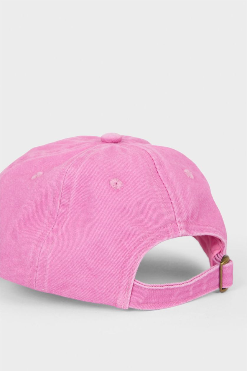 Kız Çocuk - Genç Kız Açık Pembe Nakışlı Pamuklu Cap Şapka Kız Çocuk