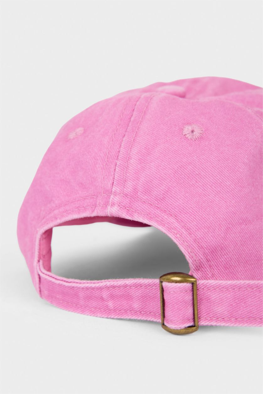 Kız Çocuk - Genç Kız Açık Pembe Nakışlı Pamuklu Cap Şapka Kız Çocuk