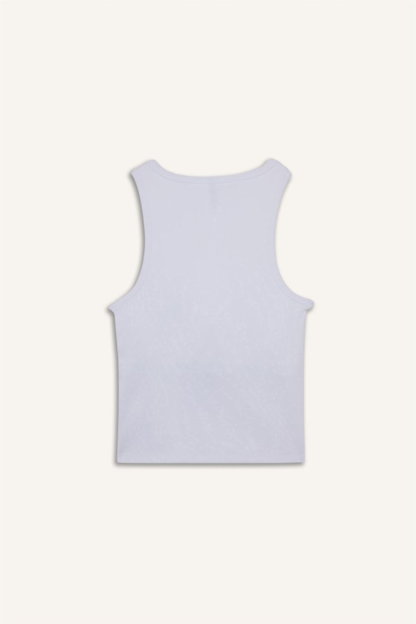 WOMAN Violet Beyaz Slim Fit Basic Camisole Halter Collar Tank Top