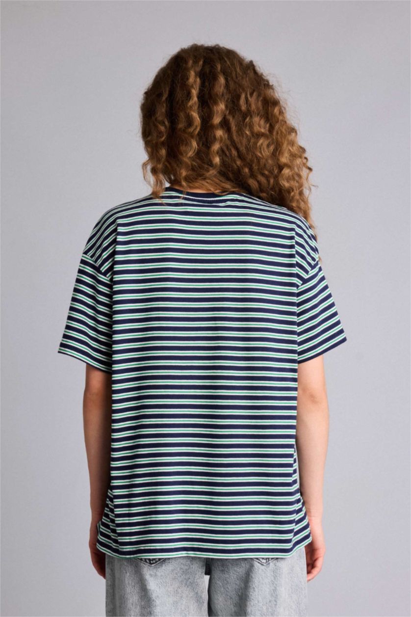 Женщины Синий Tom & Jerry Oversize ұран өрнекті қысқа жеңді футболка