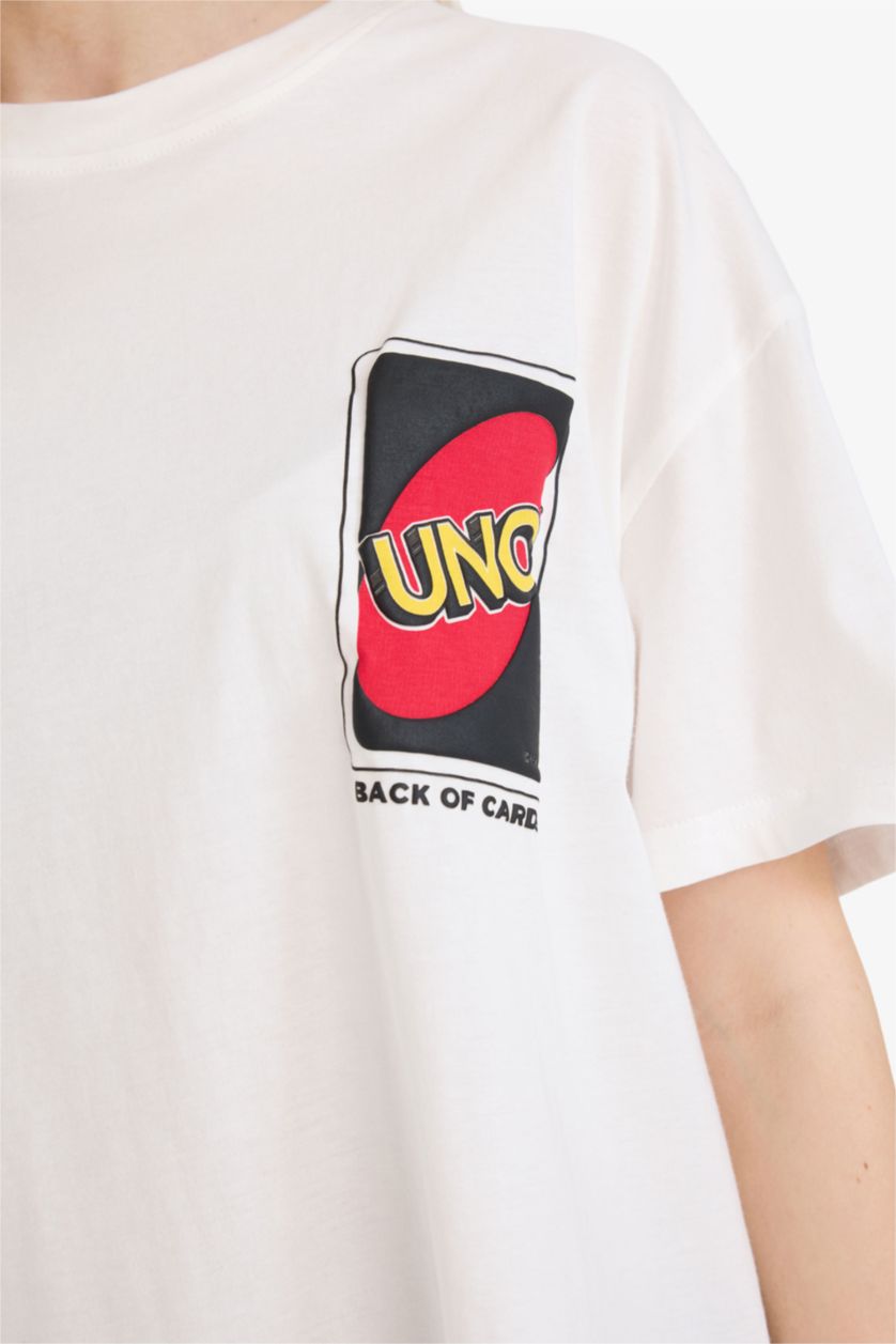 WOMAN White Oversize Fit Printed Crew Neck Short Sleeve T-shirt