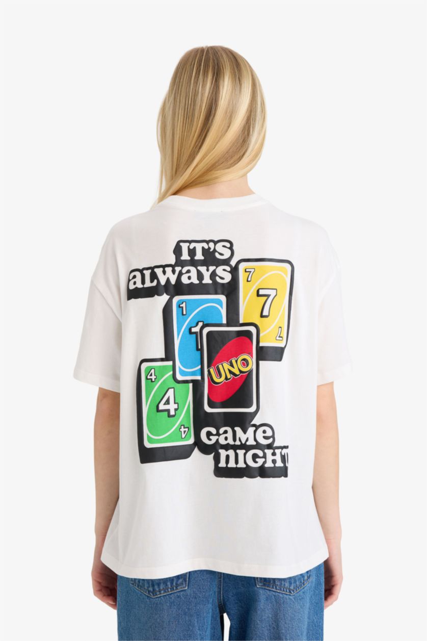 WOMAN White Oversize Fit Printed Crew Neck Short Sleeve T-shirt