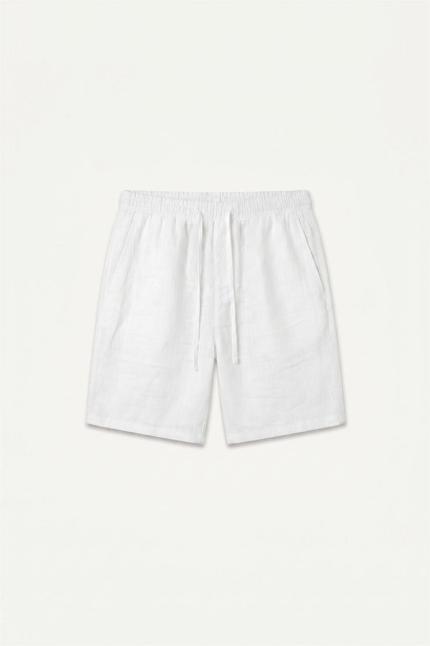 Erkek Beyaz Relaxed Fit Keten Pantolon