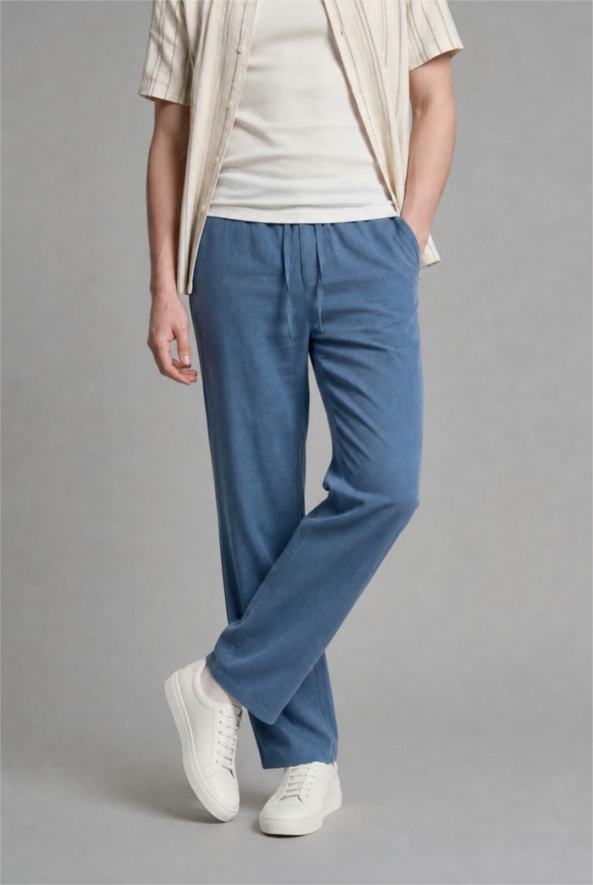 Men Indigo Wide Leg Trousers
