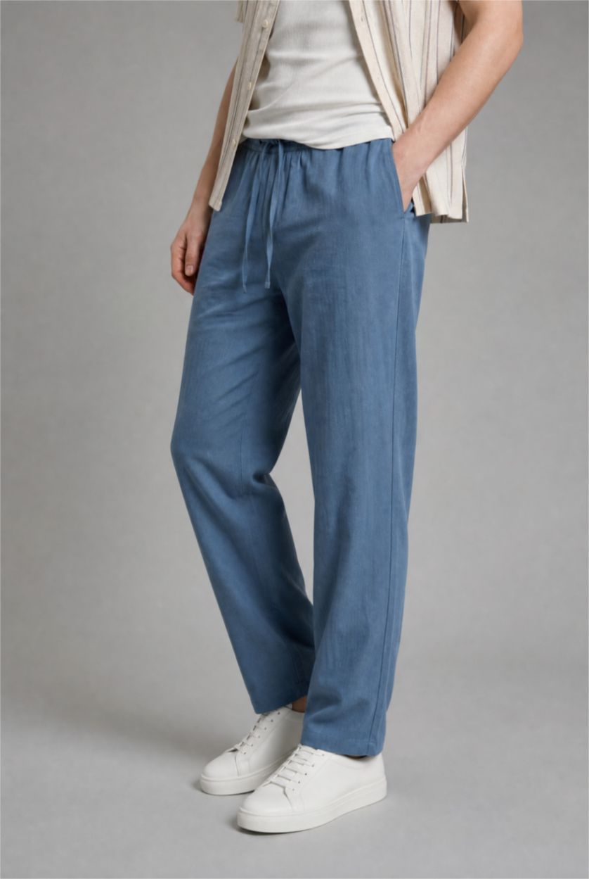 Men Indigo Wide Leg Trousers