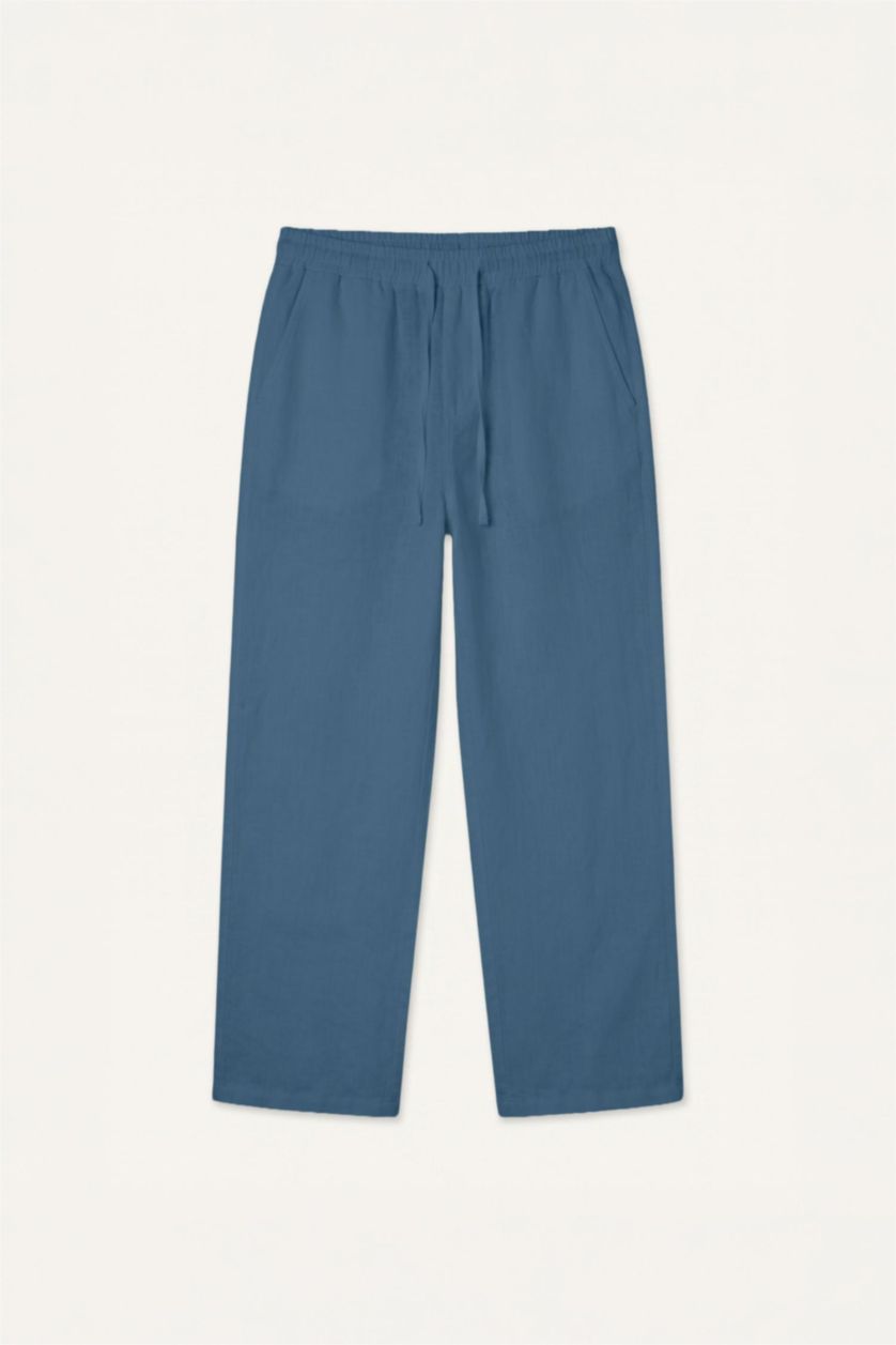 Men Indigo Wide Leg Trousers