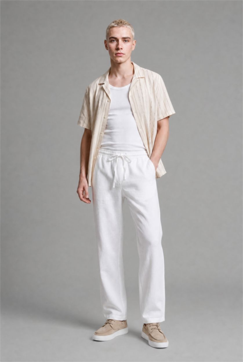 Men White Wide Leg Trousers