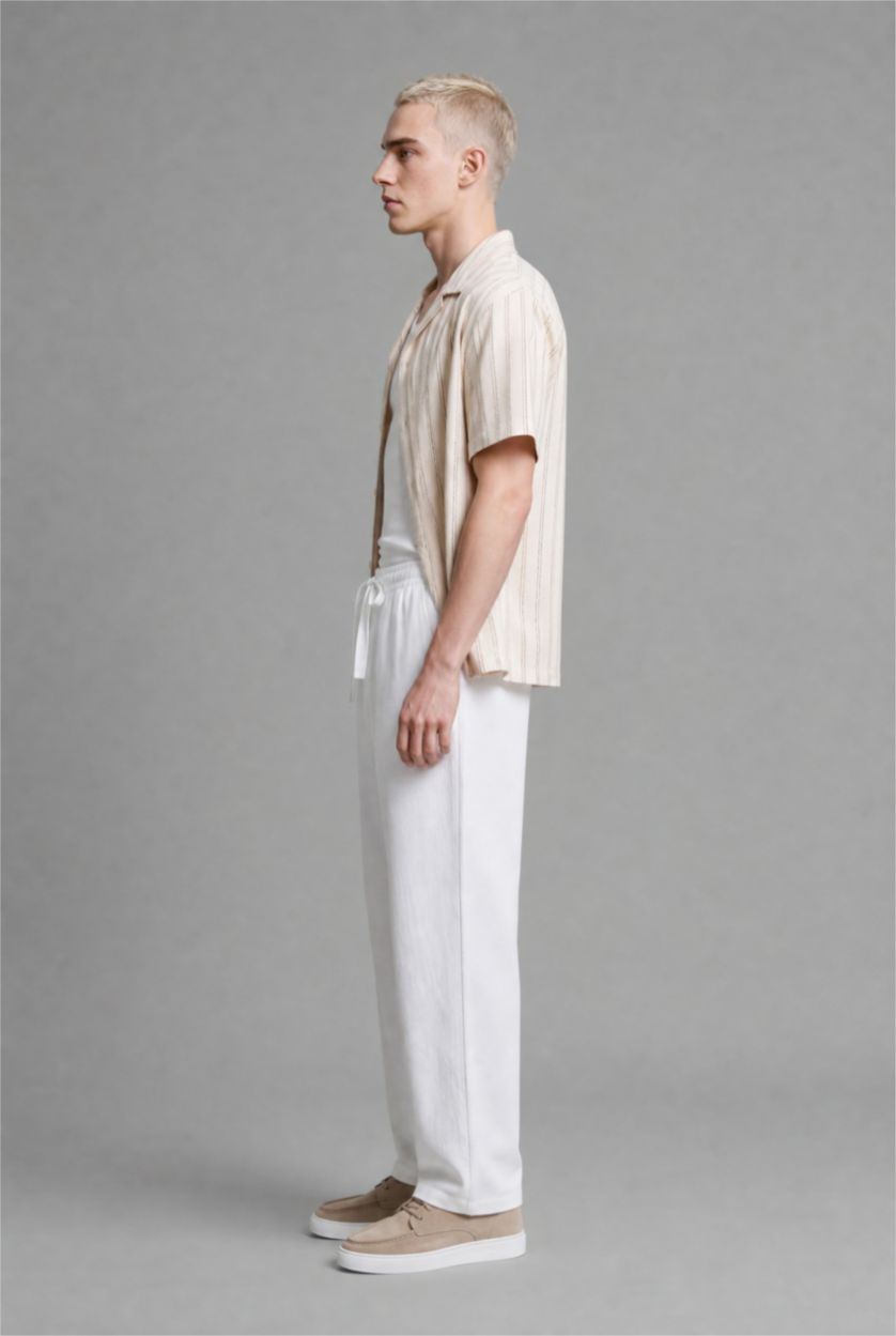 Men White Wide Leg Trousers