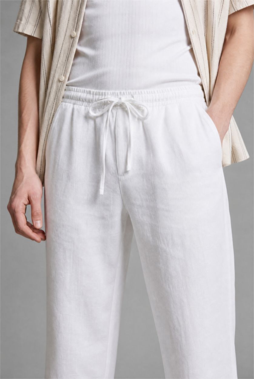 Men White Wide Leg Trousers