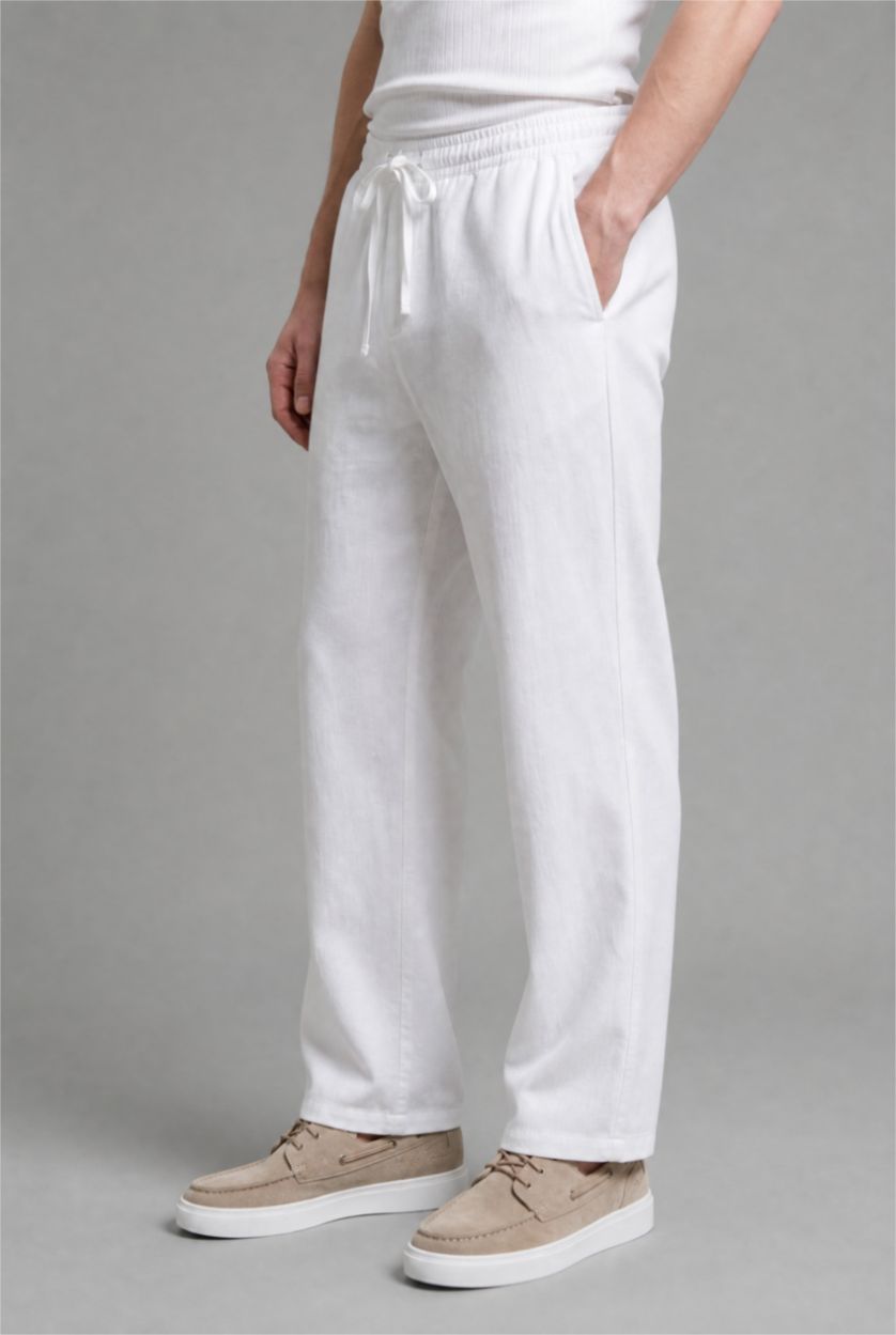 Men White Wide Leg Trousers