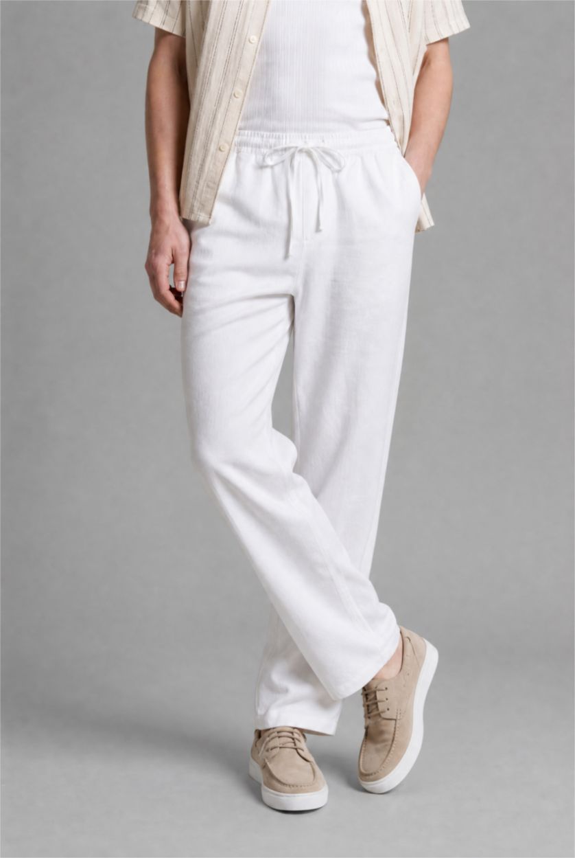 Men White Wide Leg Trousers