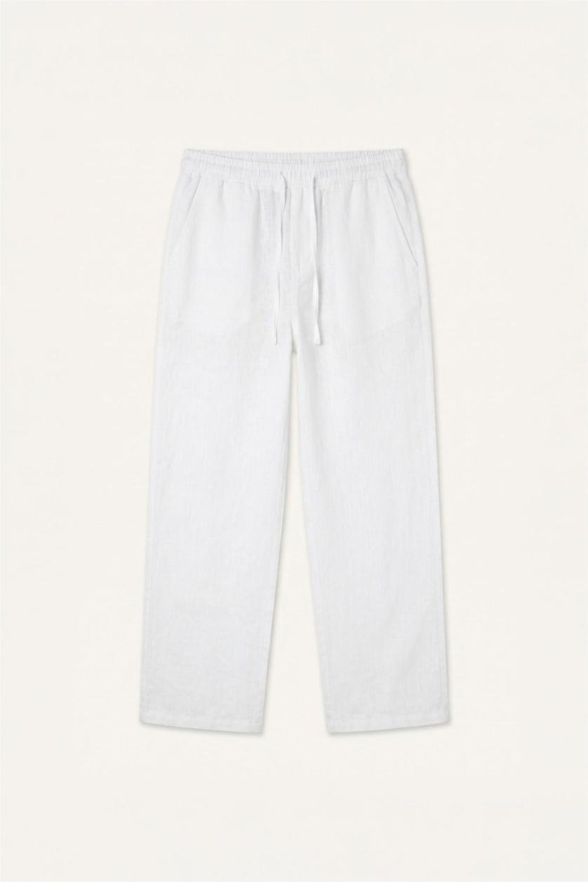 Men White Wide Leg Trousers