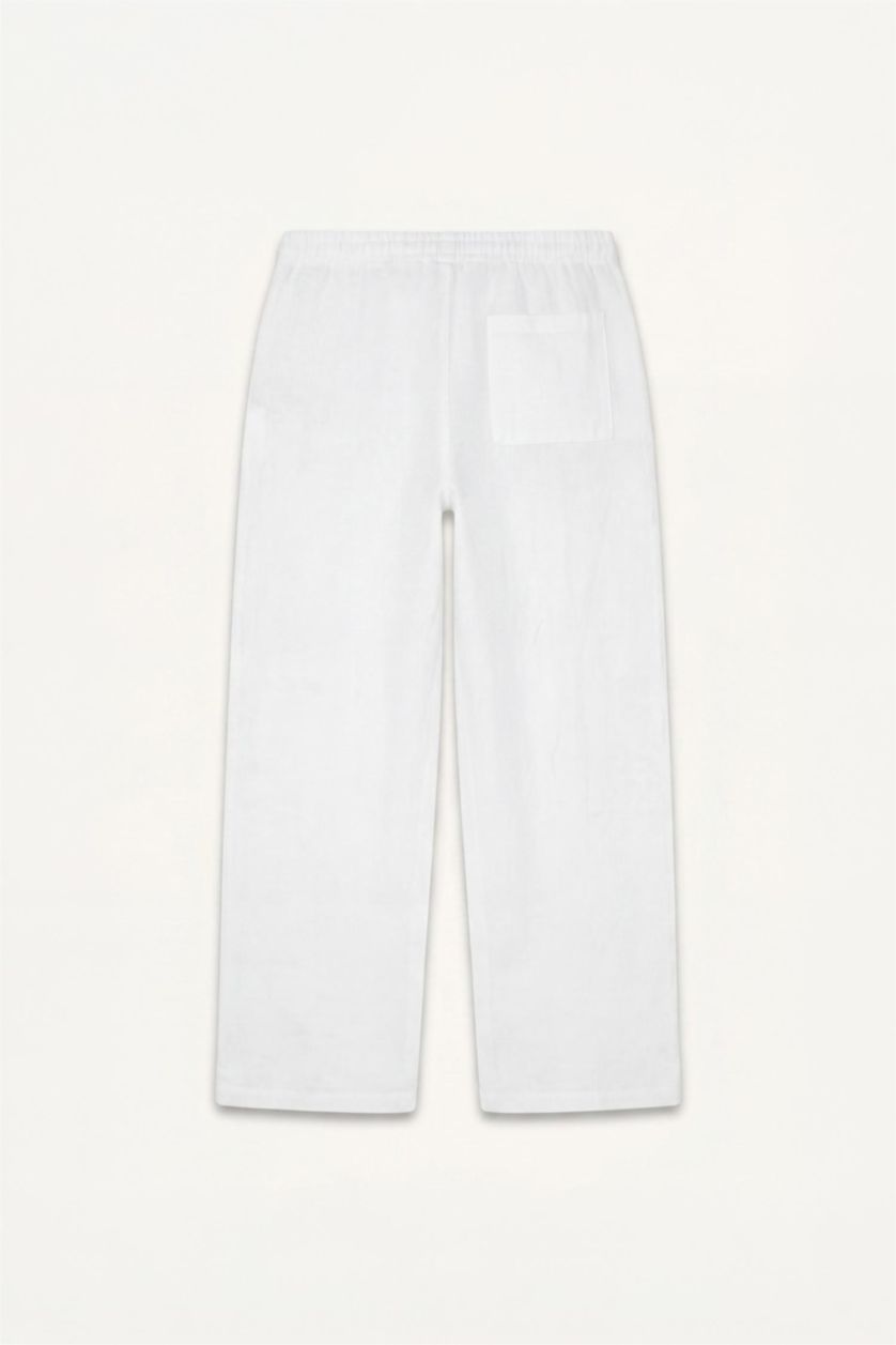 Men White Wide Leg Trousers