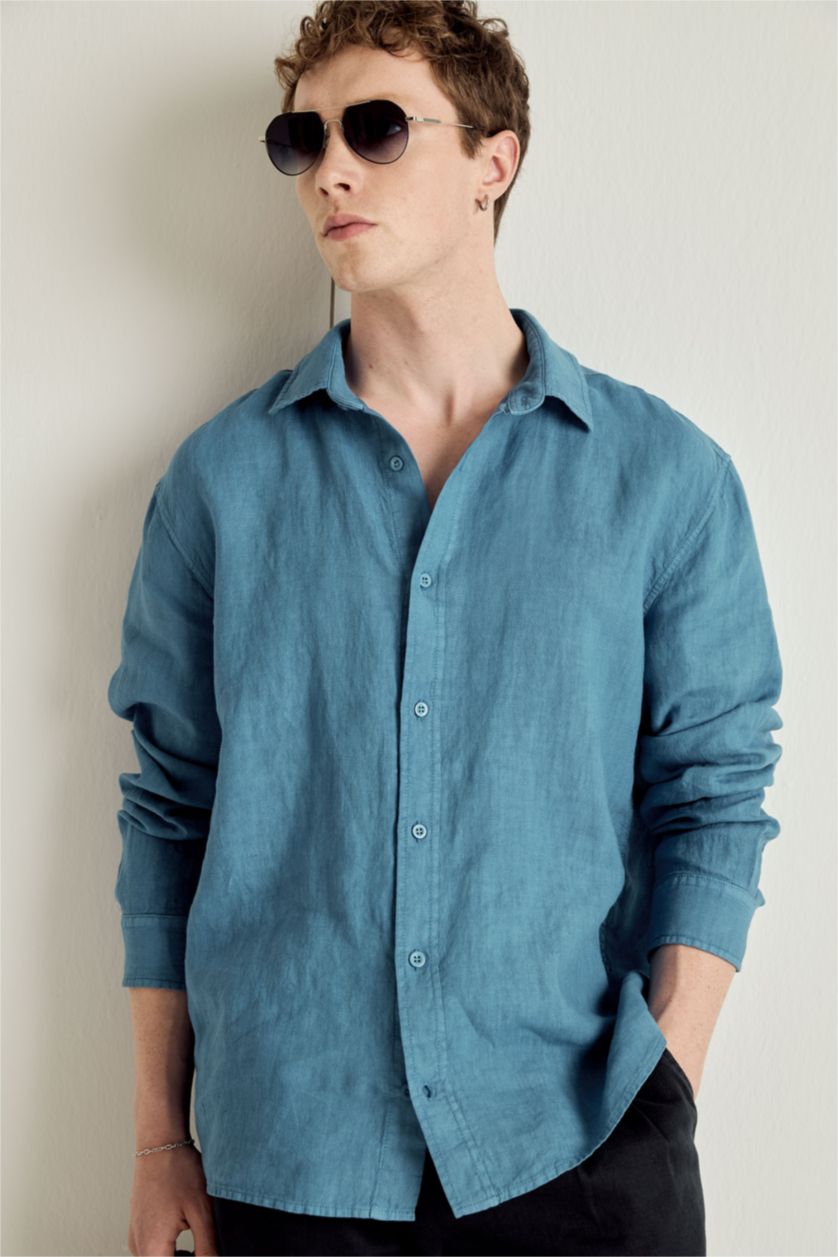 Erkek Royal Premium Keten Relax Fit Gömlek