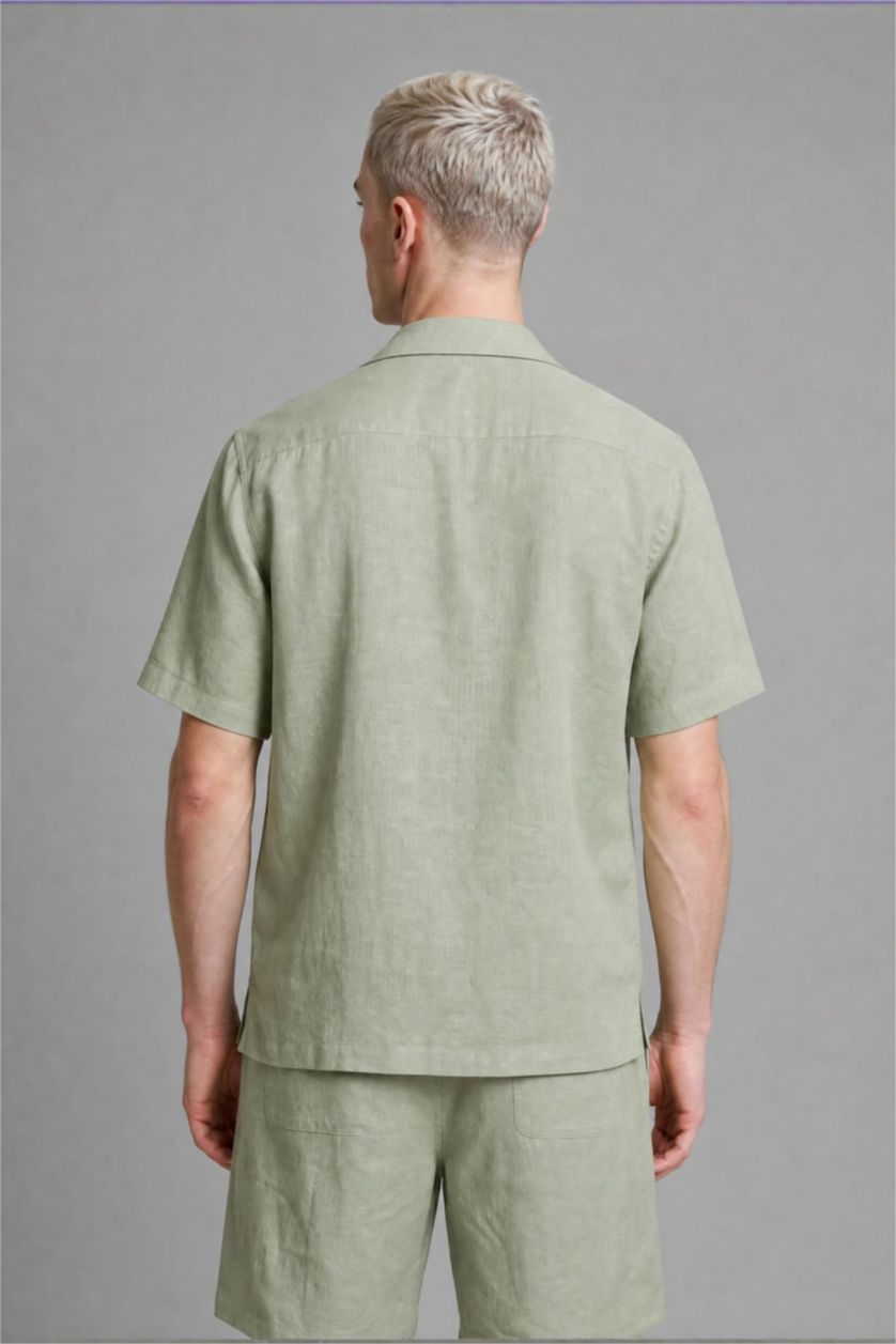 Men Mint Relax Fit Woven Short Sleeve Shirt