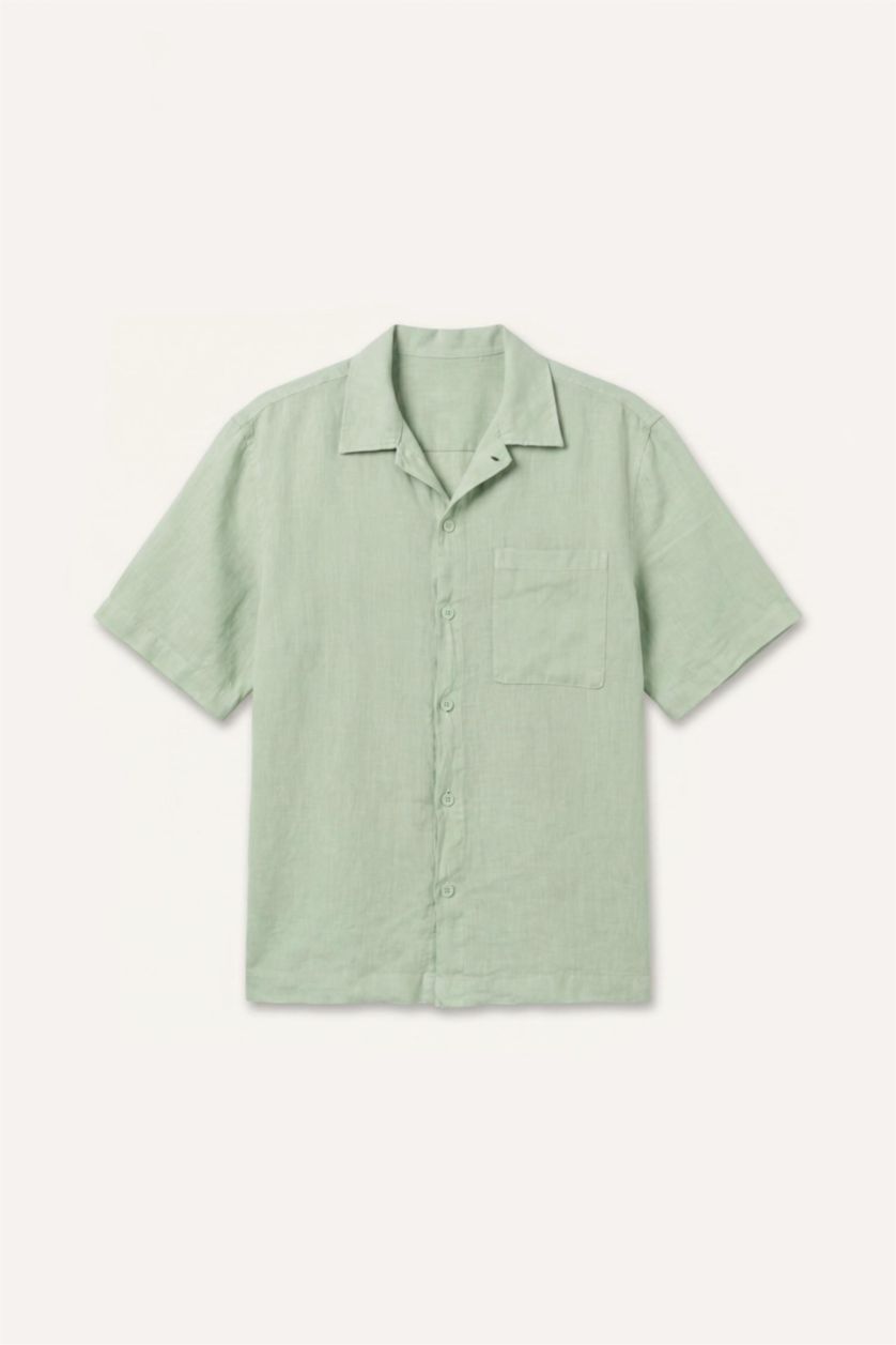 Men Mint Relax Fit Woven Short Sleeve Shirt