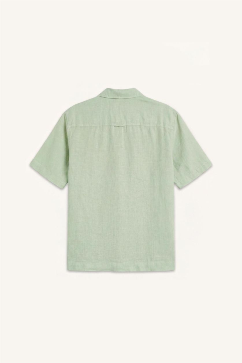 Men Mint Relax Fit Woven Short Sleeve Shirt