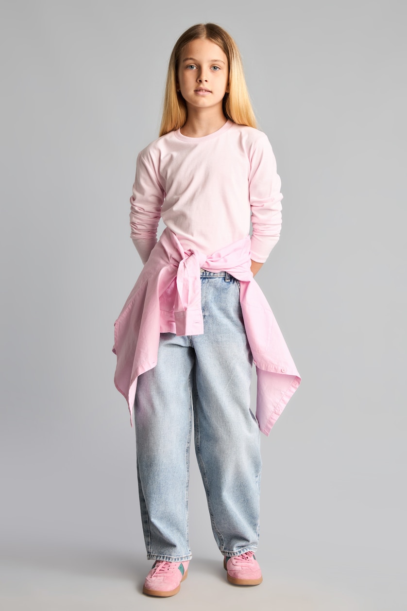 GIRLS & TEENS Light Pink Girl Regular Fit Crew Neck Basic T-Shirt