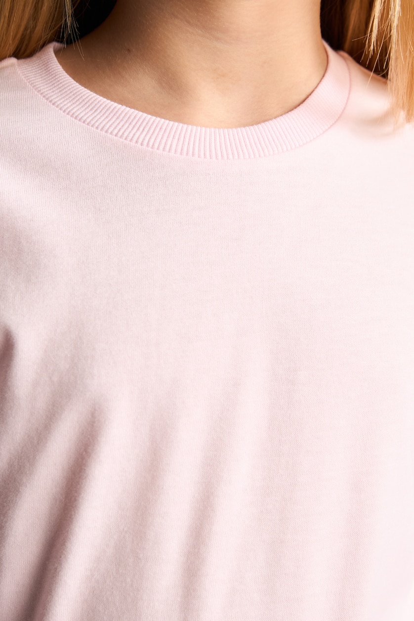 GIRLS & TEENS Light Pink Girl Regular Fit Crew Neck Basic T-Shirt