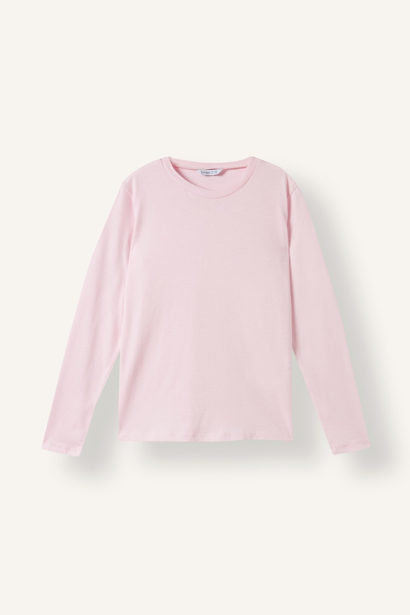 Young Girls - Teen Girls Light Pink Girl Regular Fit Crew Neck Basic T-Shirt