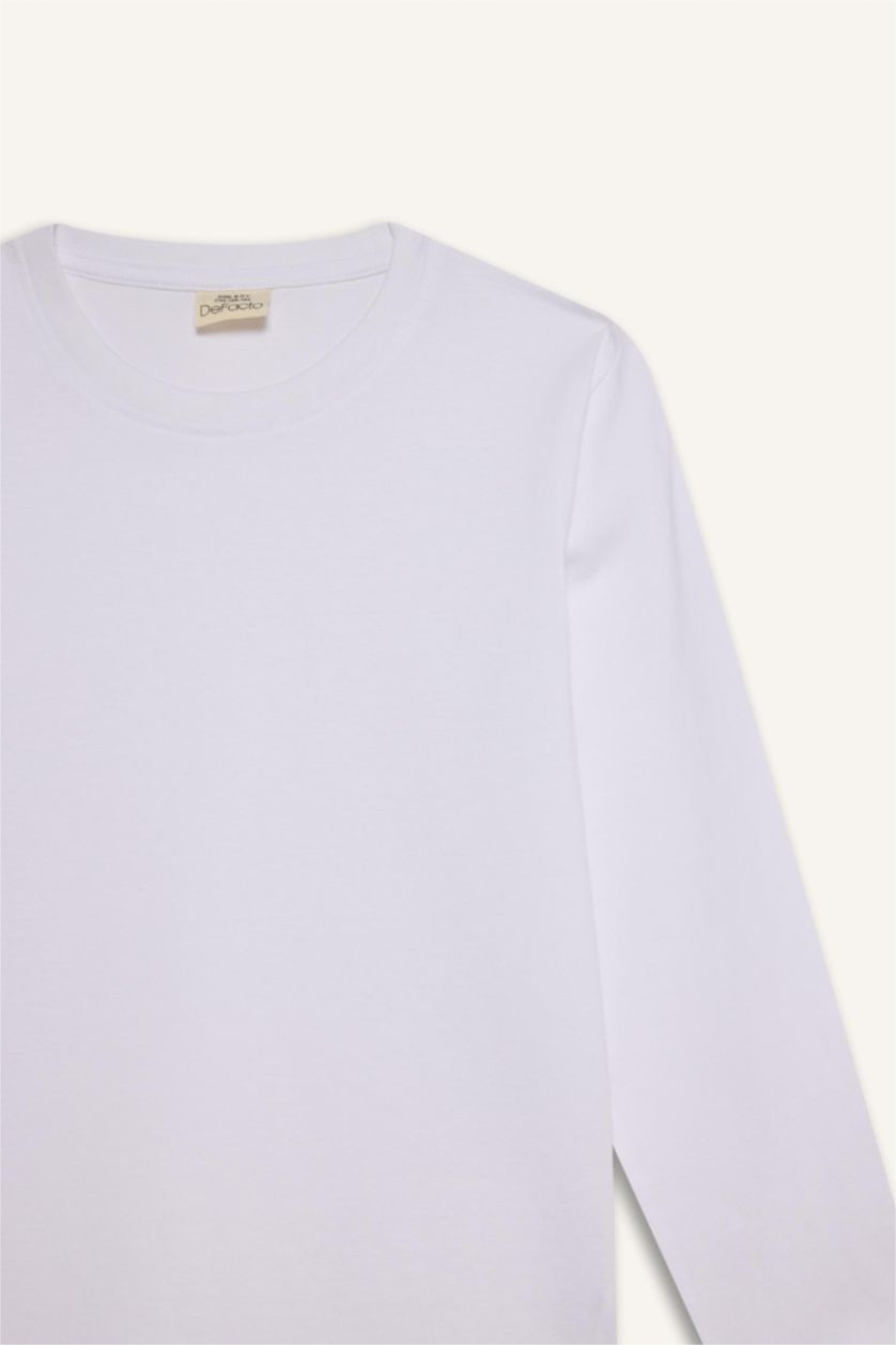 Girls & Teens White Girl Regular Fit Crew Neck Long Sleeve T-Shirt